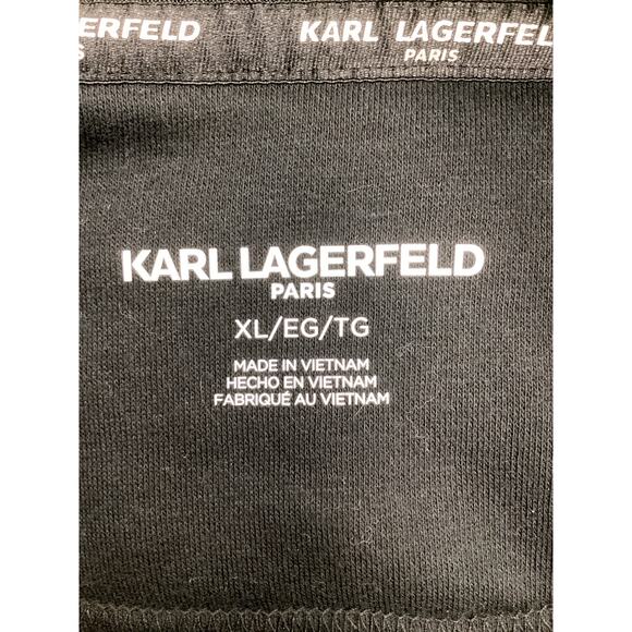 NWT Karl Lagerfeld Top/Sweatshirt 60% Cotton Blend Bejeweled Logo Karl Black - Picture 5 of 5